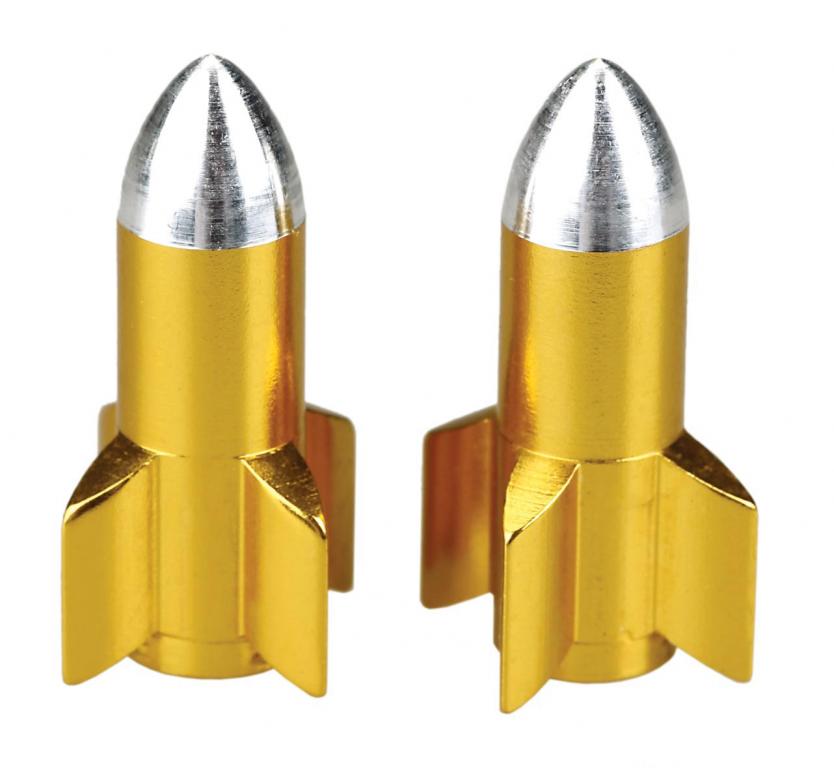 KUSTOM66 Rocket Valve Caps Set of 4 in Gold